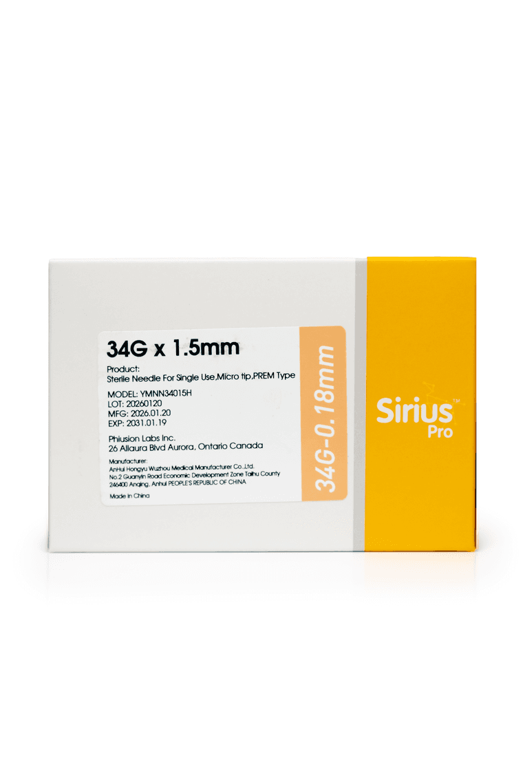 Meso Needle 34G / 1.5 mm specification label (34G x 1.5 mm)